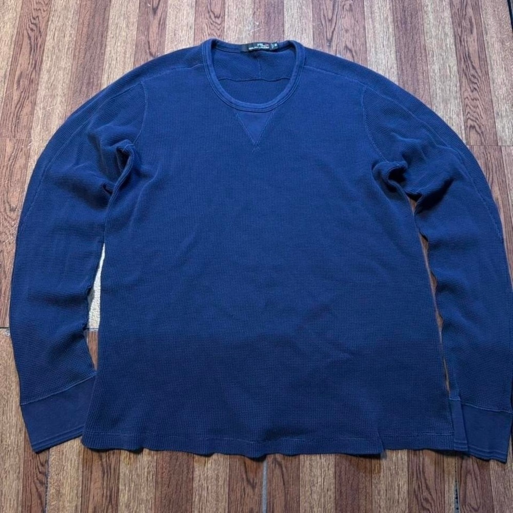 Polo Ralph‎ Lauren RLX Blue Thermal Waffle Sleeve Shirt Fits Slim Large